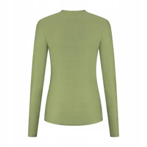 Rogelli ESSENTIAL - damska koszulka do biegania z długim rękawem zielona - obrazek 2