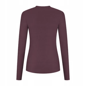 Rogelli ESSENTIAL - damska koszulka do biegania z długim rękawem bordowa - obrazek 2