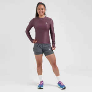 Rogelli ESSENTIAL - damska koszulka do biegania z długim rękawem bordowa - obrazek 7