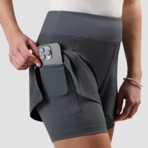 Rogelli ESSENTIAL - damskie spodenki do biegania 2w1 szare - obrazek 6